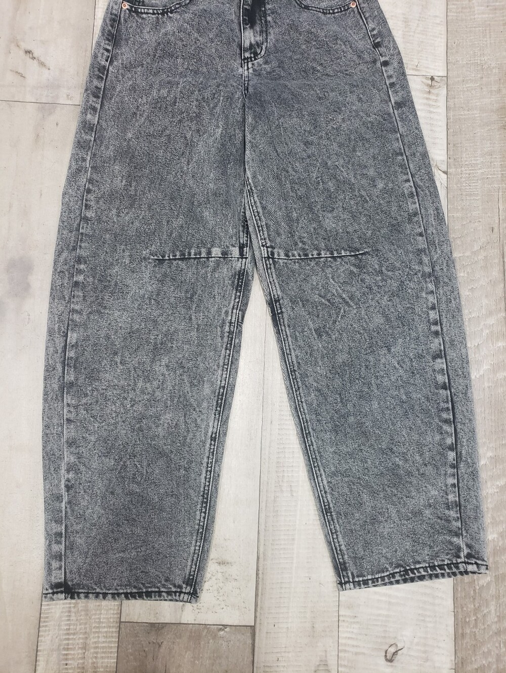 S.O.N.G. Acid Wash Grey High Rise Barrel Balloon Baggy Jeans Size 3/26 - Picture 5 of 11